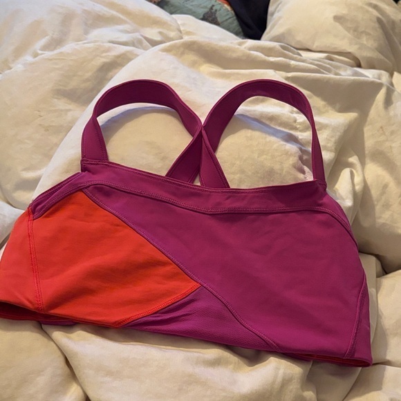 Lululemon Berry Pink And Orange Sports Criss Cross Back Sports Bra Size 8